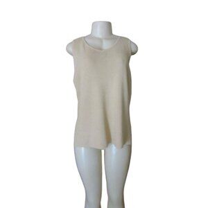 Double D. Ranch Beige Linen Blend Knit Sleeveless Top in Size Large